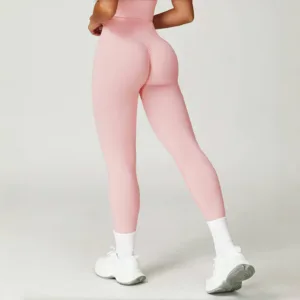 Seamless High Waist Yoga Pants for Women Hip Lift Gym Leggings Fitness Sports Pants Running Pants Threaded Waist Workout Shorts