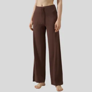 High Waist Wide Leg Yoga Pants Women Naked Feeling Drawstring Sports Pants Loose Fitness Running Trousers Casual Slimming Pants